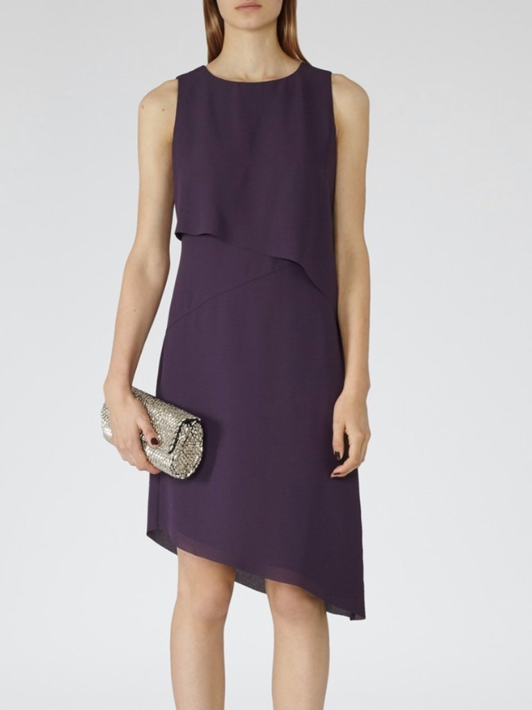 Reiss Aya Asymmetrical Dress In Deep Amethyst - Size 8